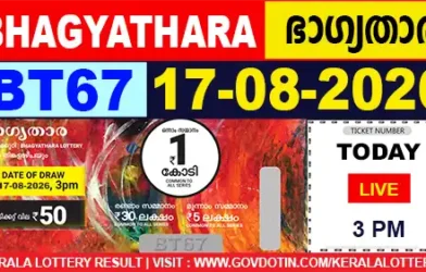 Bhagyathara BT 67 lottery result today