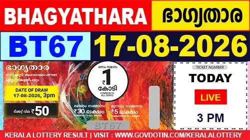 Bhagyathara BT 67 lottery result today